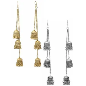 Pack of 2 Golden and Silver Kashmiri Jhumki