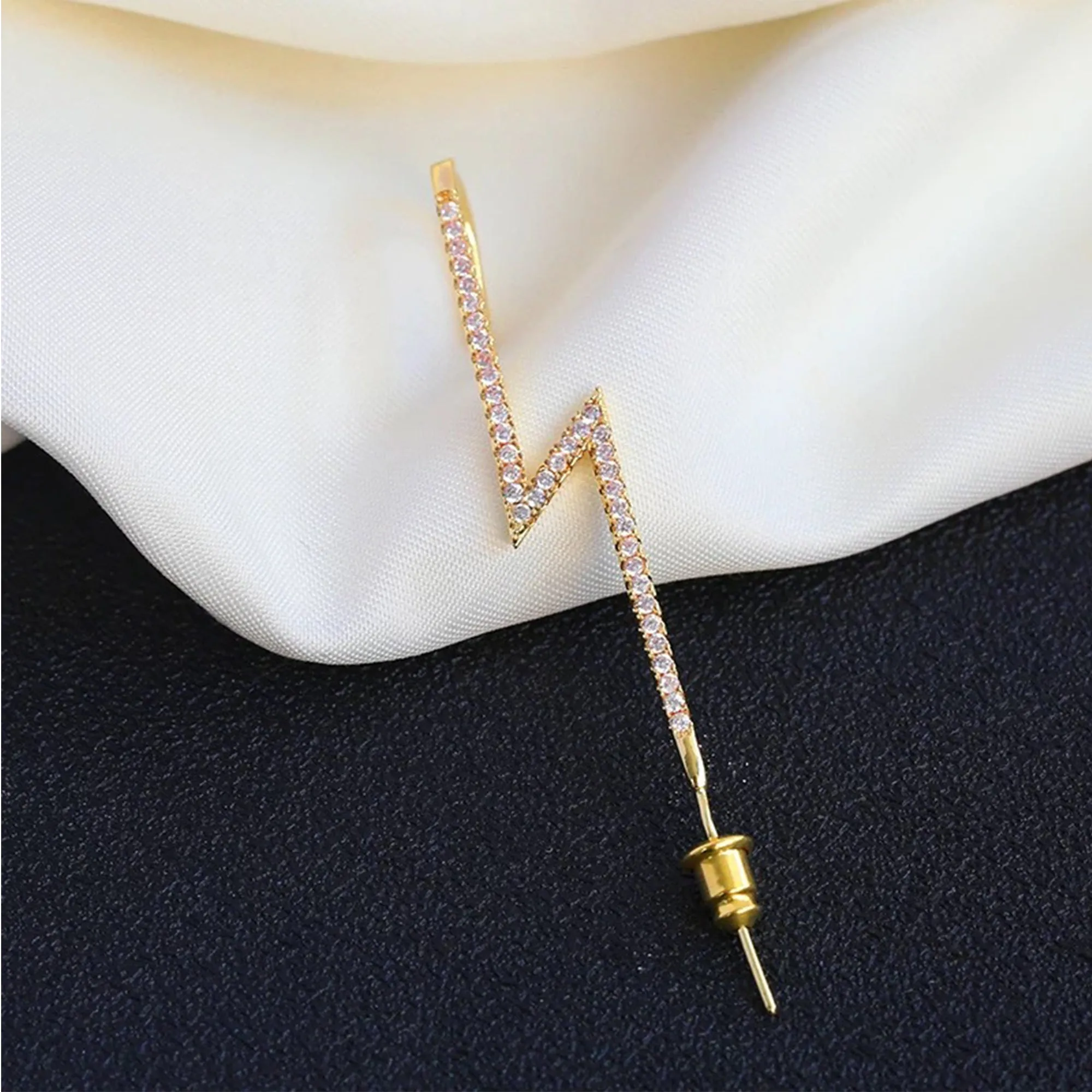 Pack Of 2 Golden Studded Thunderbolt And Stud Ear Cuff