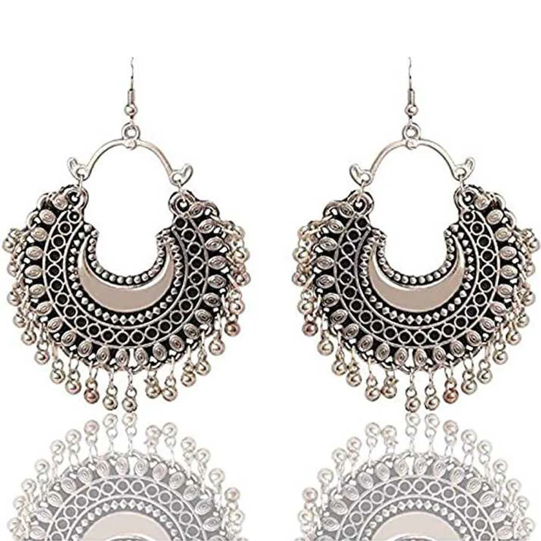 Pack of 2 Kashmiri Silver and Half Moon Chandbali Jhumki