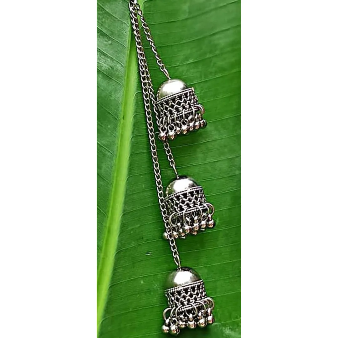 Pack of 2 Kashmiri Silver Multicolor Ghungroo Jhumki