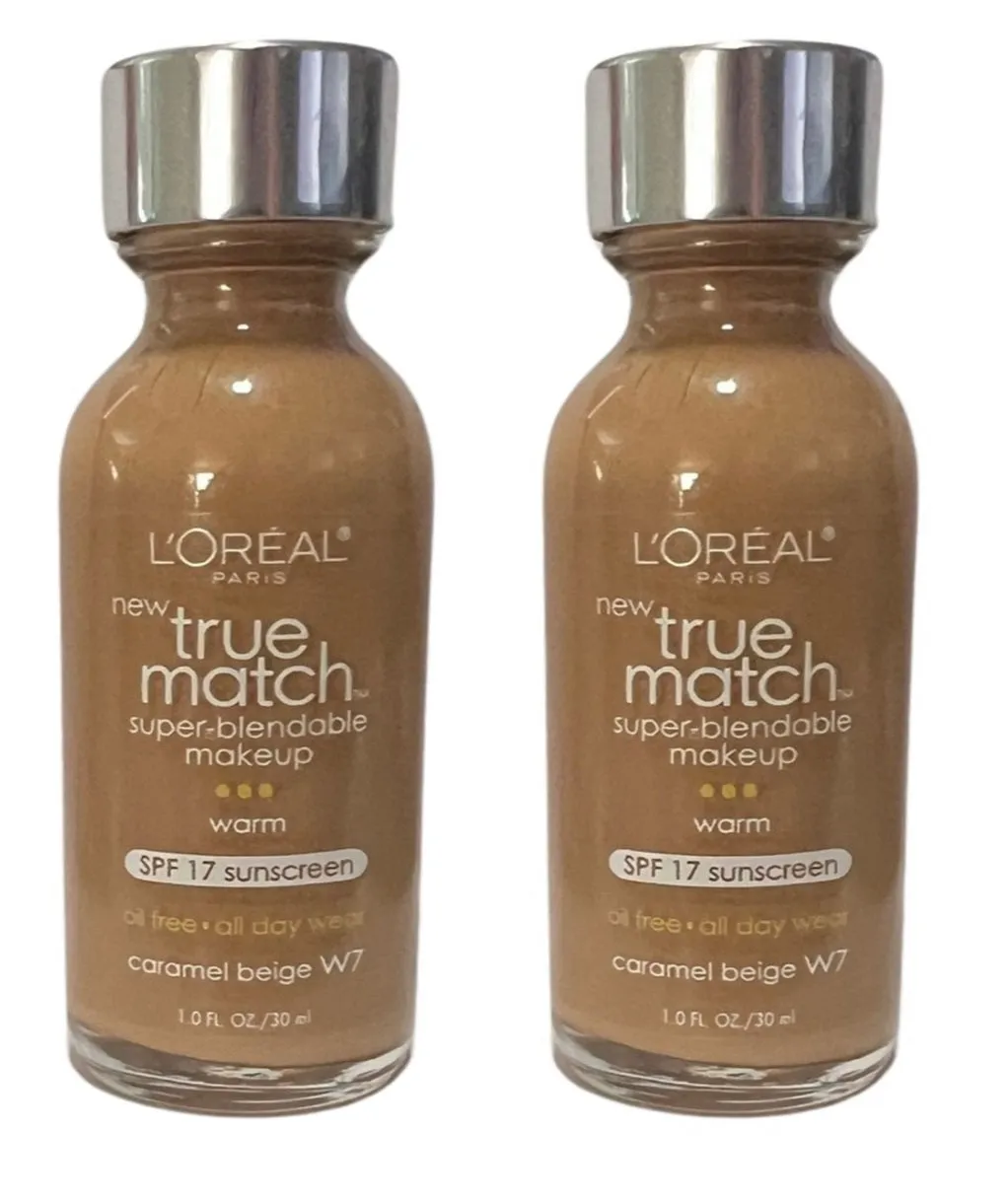 Pack of 2 L'Oreal Paris Makeup True Match Super-Blendable Liquid Foundation, Caramel Beige W7