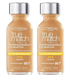 Pack of 2 L'Oreal Paris Makeup True Match Super-Blendable Liquid Foundation, Caramel Beige W7