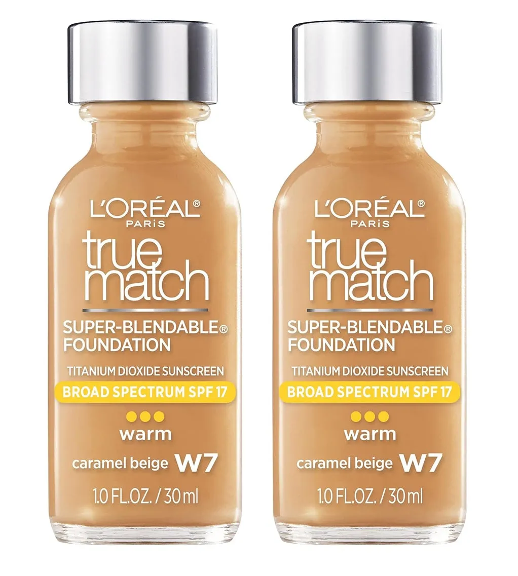 Pack of 2 L'Oreal Paris Makeup True Match Super-Blendable Liquid Foundation, Caramel Beige W7