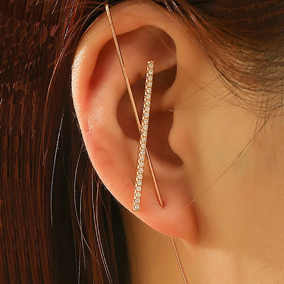 Pack Of 4 Studded Cross And Thunderbolt Ear Cuff