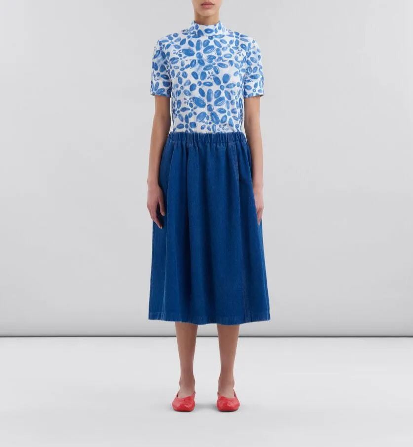 Paneled Denim Skirt