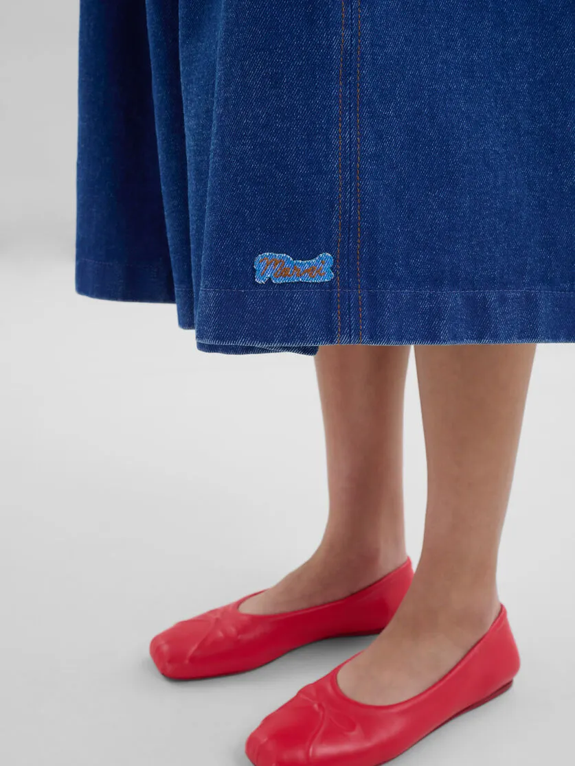 Paneled Denim Skirt