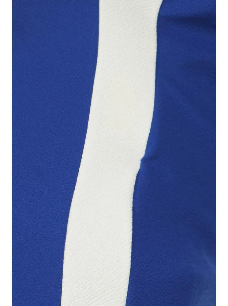 Plus Size Chic Colorblock Surplice Blue Top