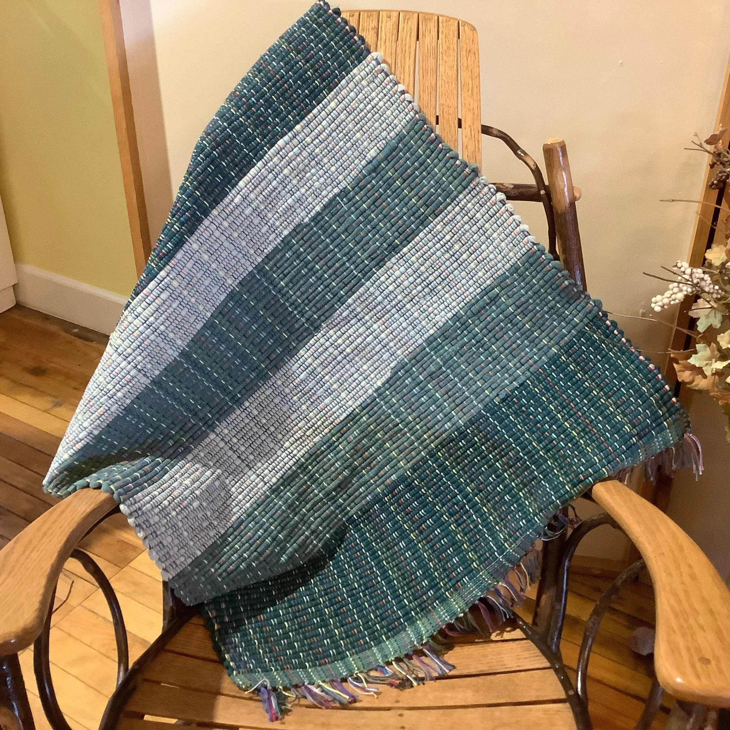 "Upcycled" Woven Rug in Greens