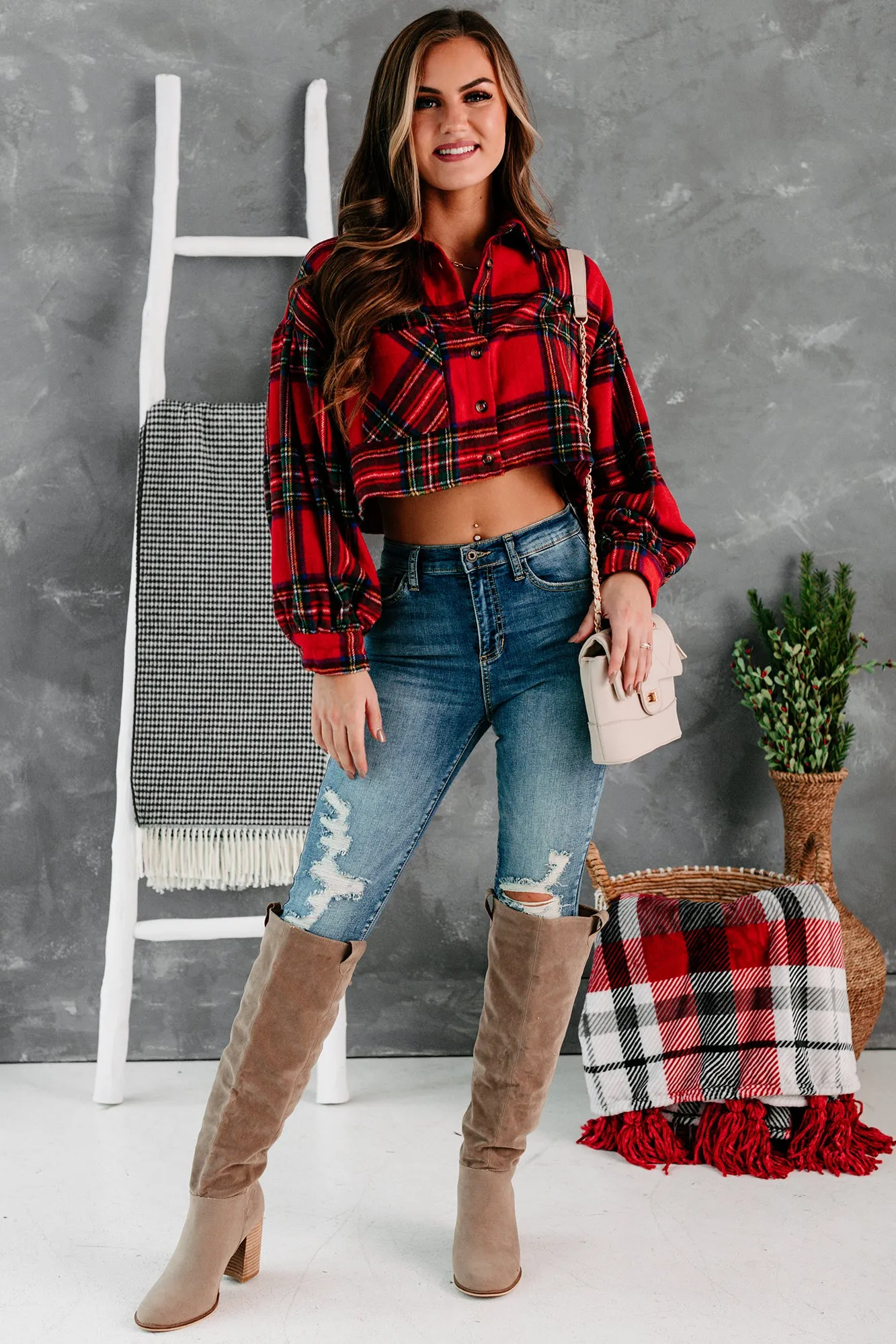 Rashida Sneak Peek High Rise Distressed Skinny Jeans (Medium Light)