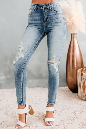 Rashida Sneak Peek High Rise Distressed Skinny Jeans (Medium Light)