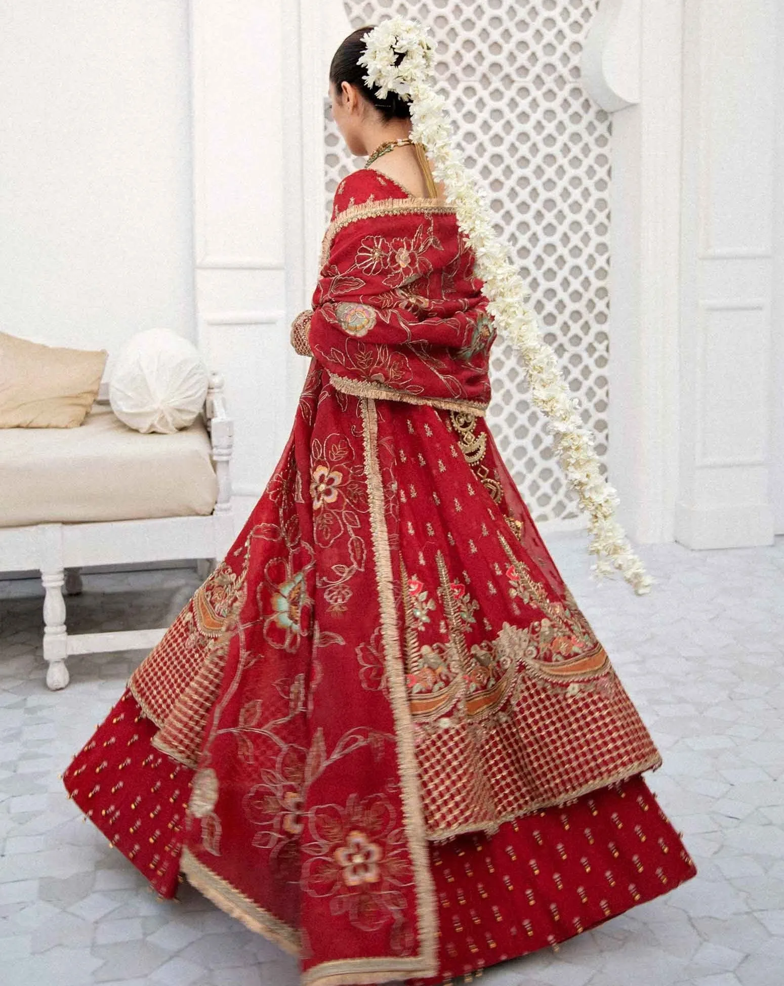 Red Lehenga with Golden Work for Indian Bridal Wear