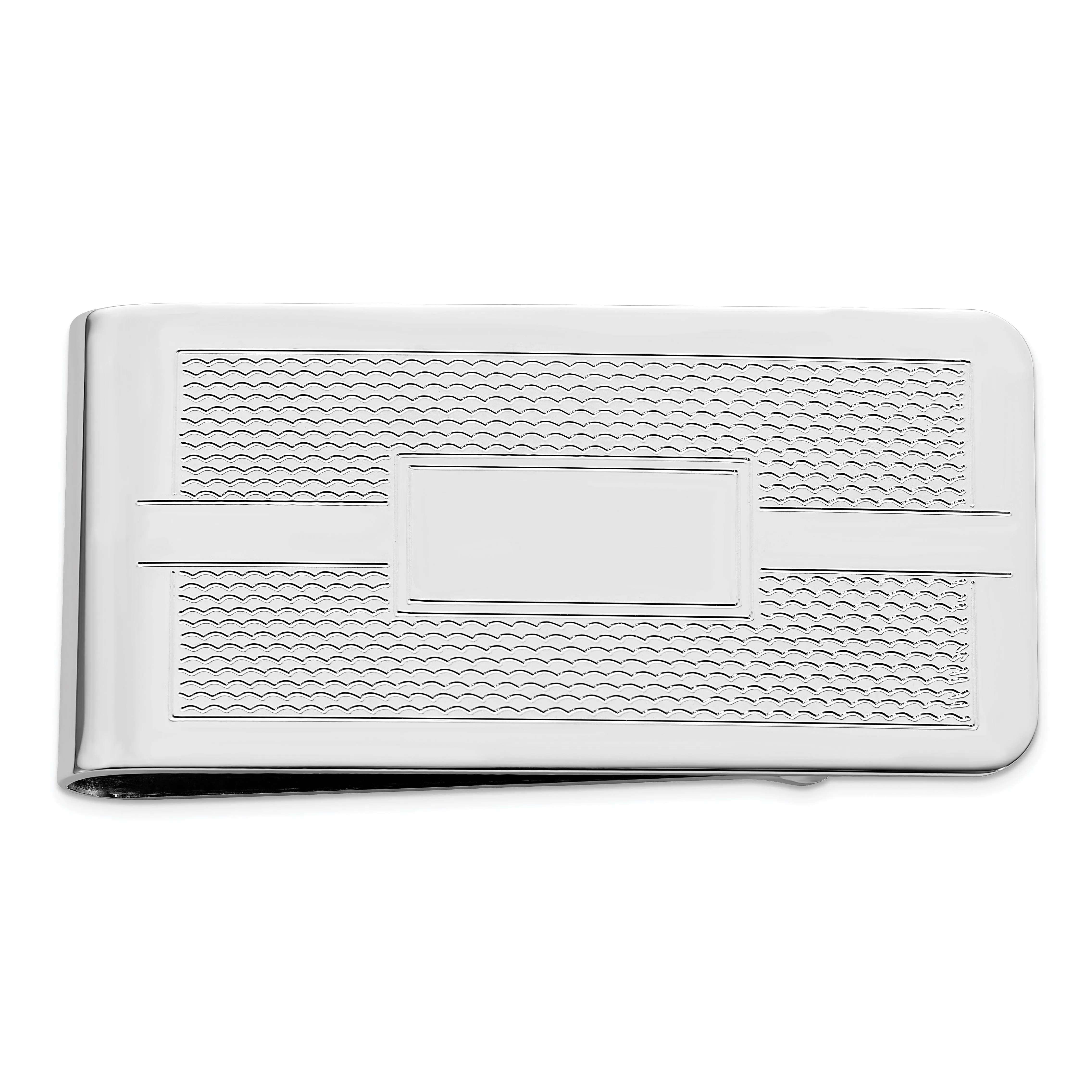 Rhodium Plated Honey Comb Square Money Clip