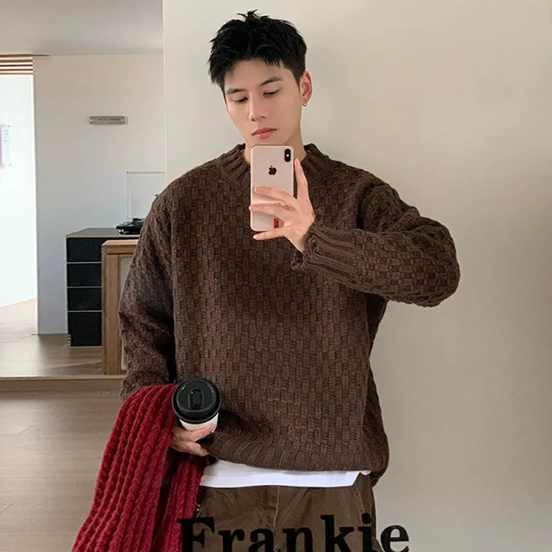 Ripped Hem Woven Jacquard Sweater