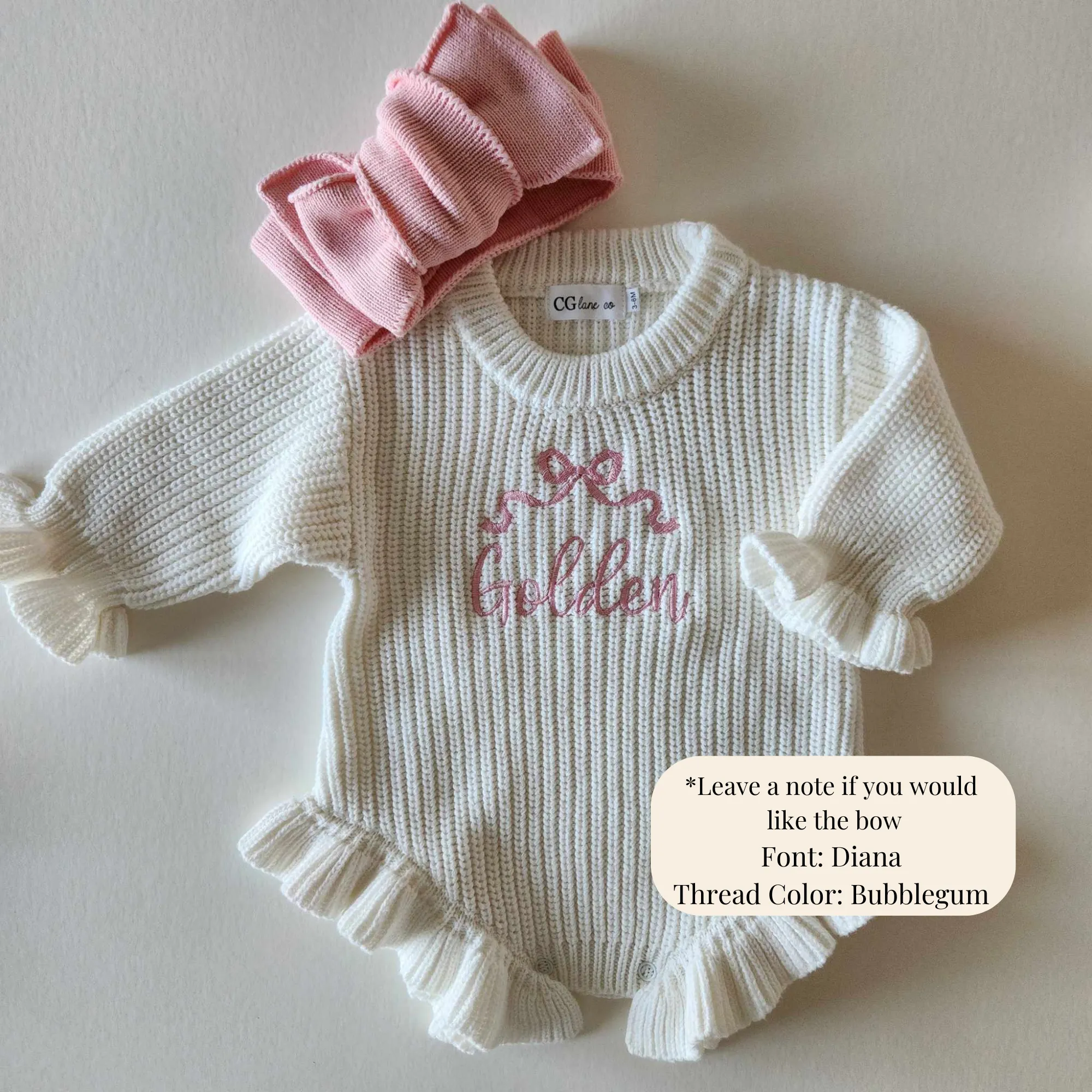 RUFFLE SWEATER EMBROIDERED ROMPER