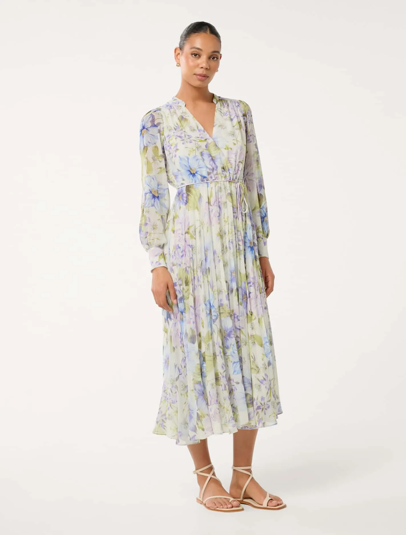 Saskia Pleat Wrap Midi Dress