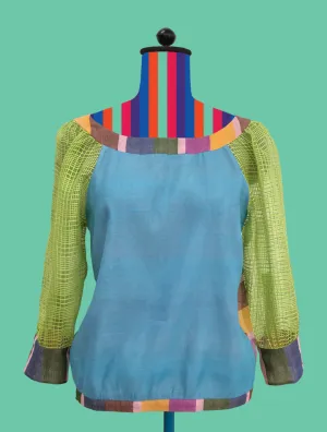 Silk and Cotton Scoop-Neck Blouse