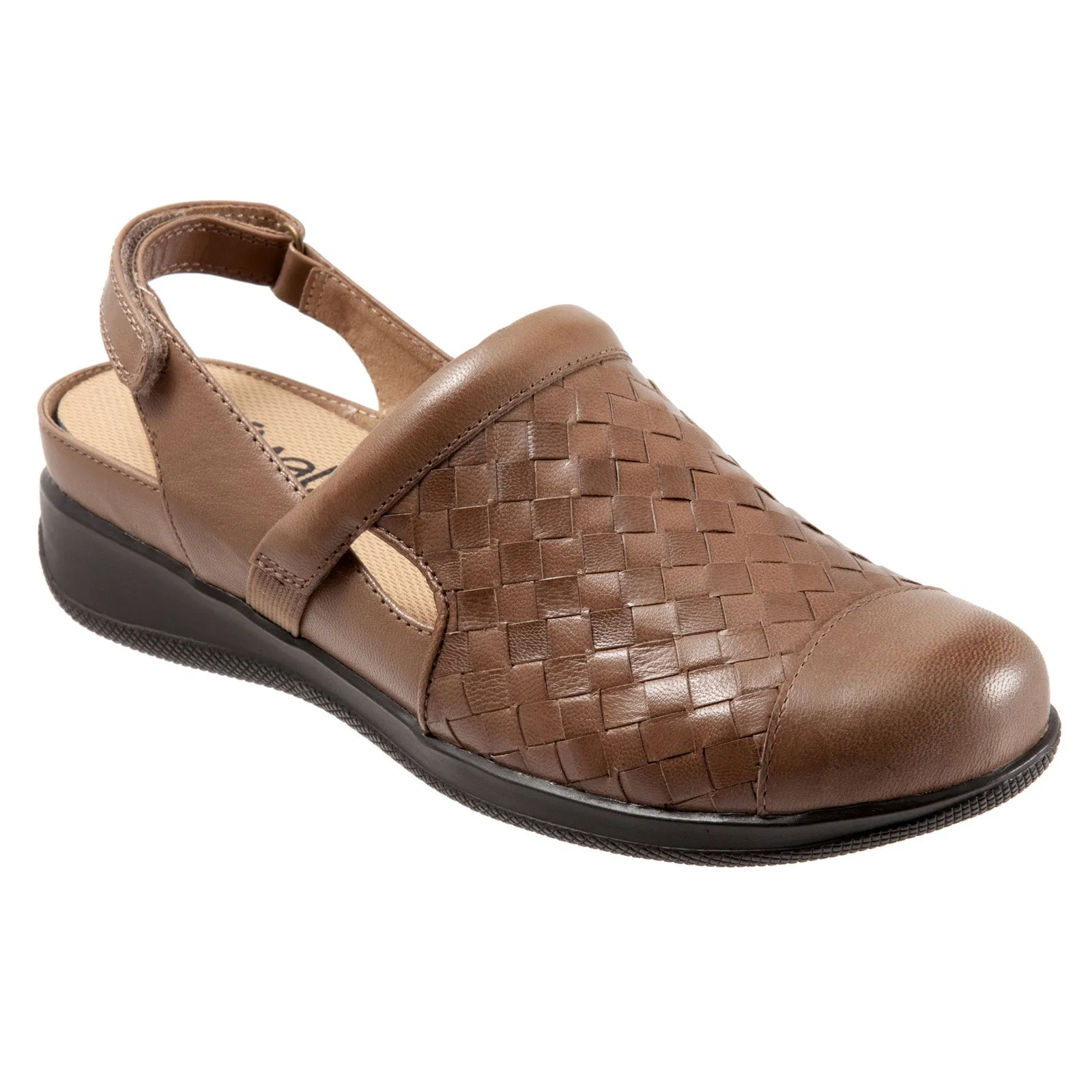 Softwalk Salina Woven S1365-063 Womens Brown Narrow Clog Flats Shoes