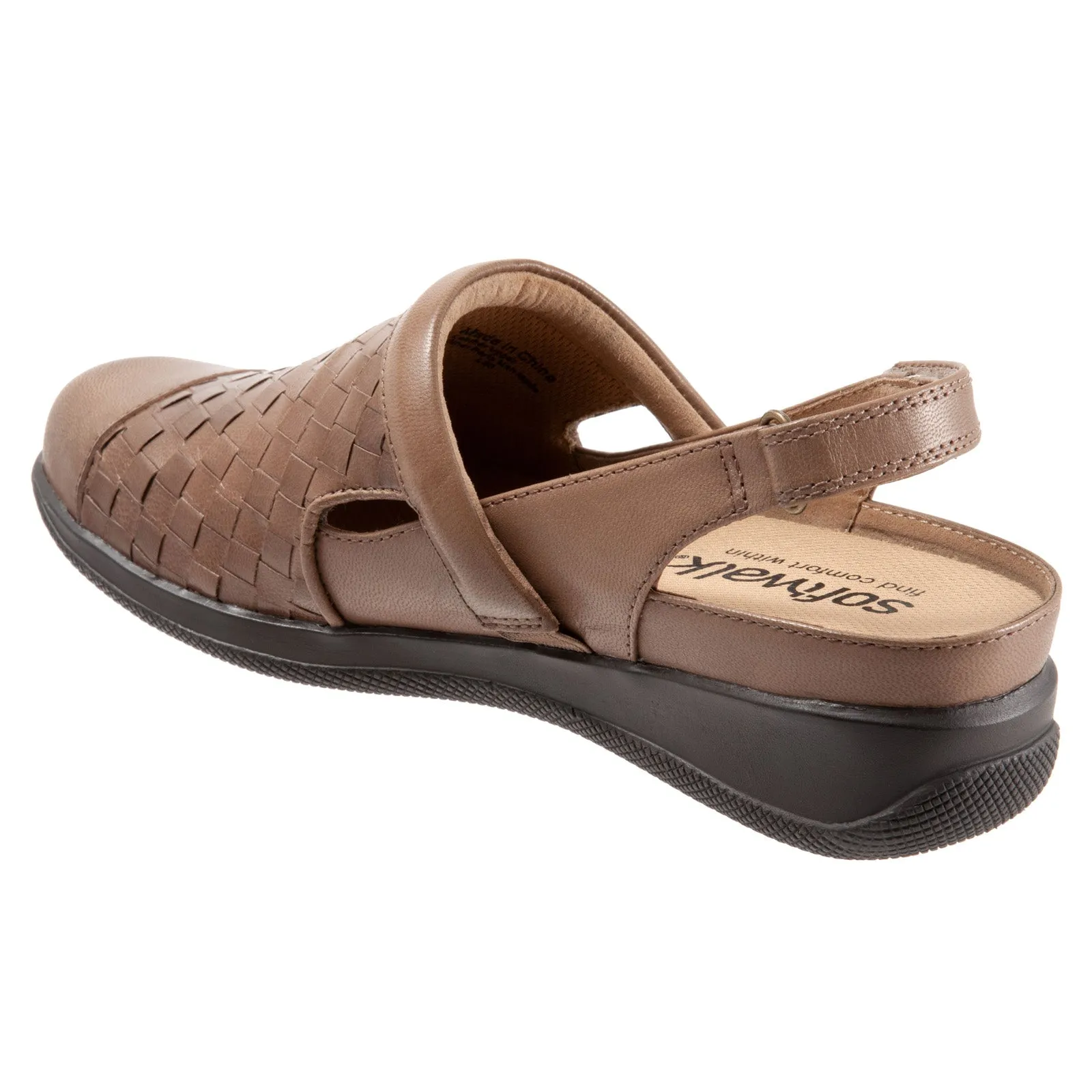 Softwalk Salina Woven S1365-063 Womens Brown Narrow Clog Flats Shoes