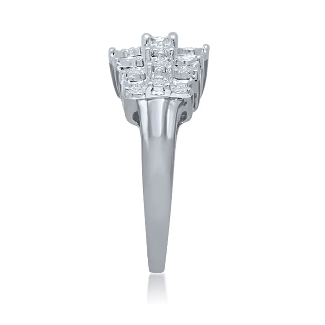 Sterling Silver 3 Row Diamond Dress Ring
