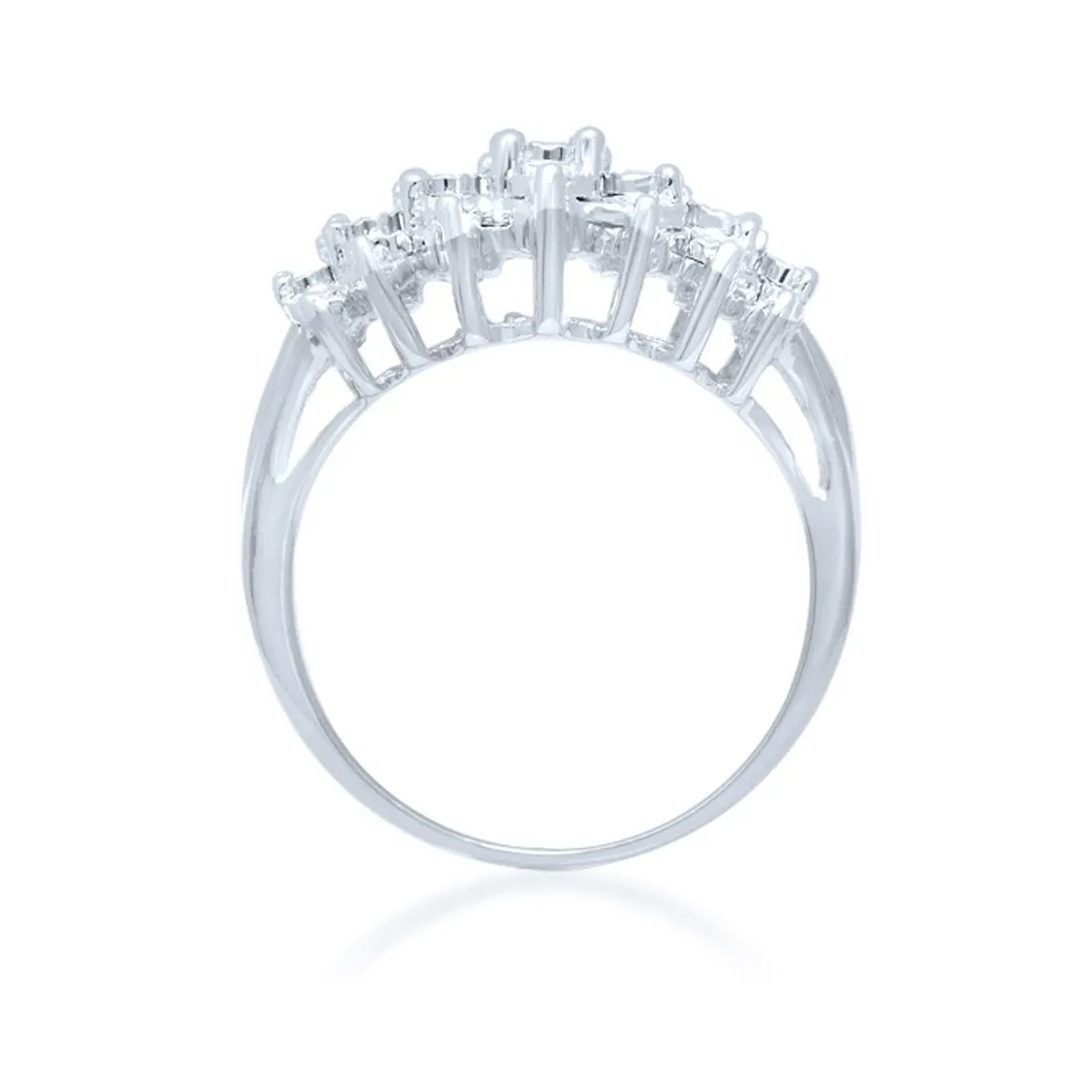 Sterling Silver 3 Row Diamond Dress Ring