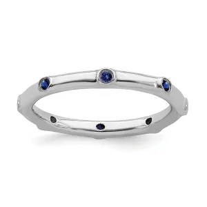 Sterling Silver Created Sapphire Ring