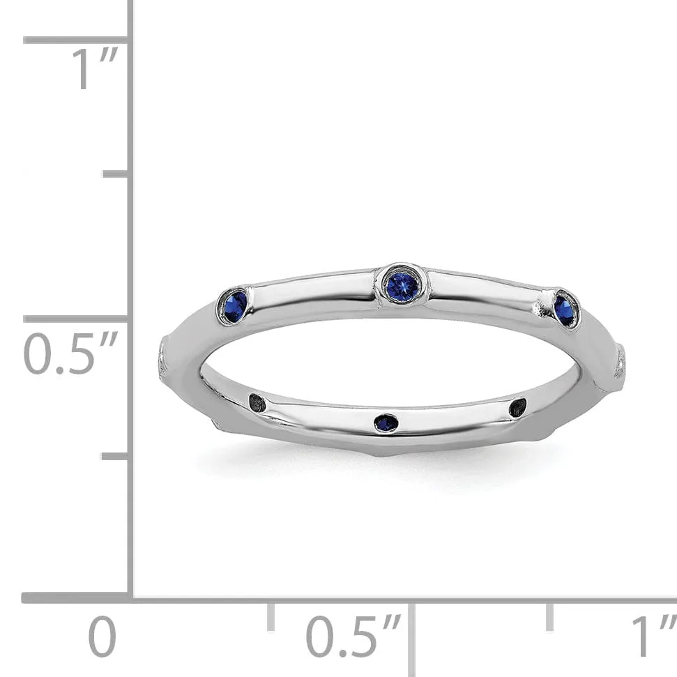 Sterling Silver Created Sapphire Ring