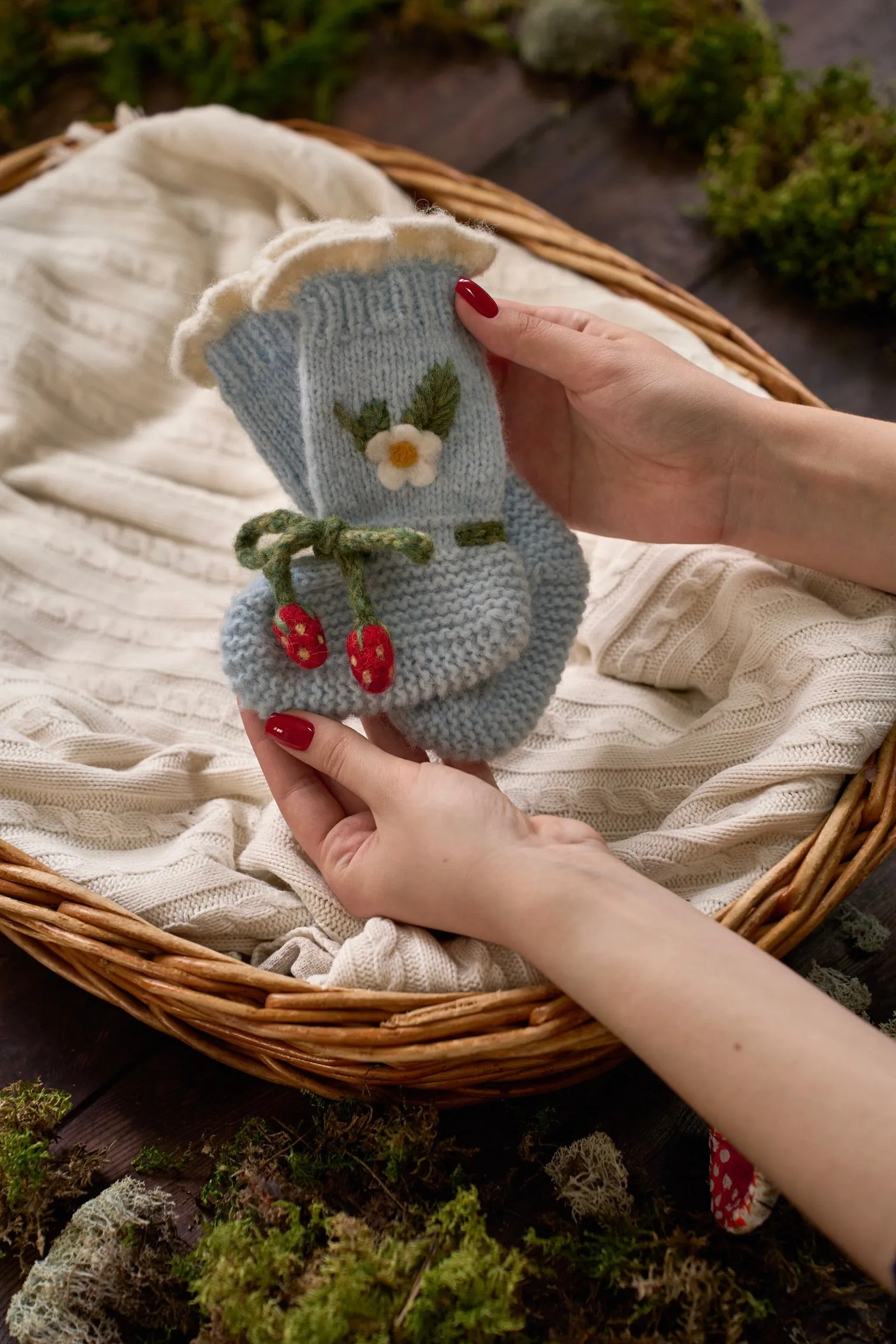 Strawberries Booties | Blue