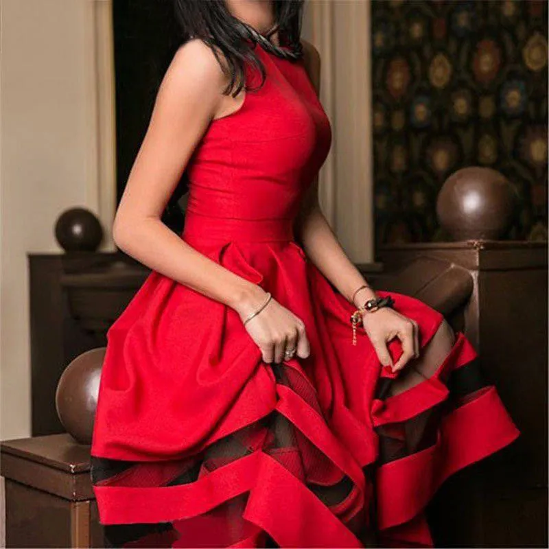 Summer Women Sleeveless Dress Vintage Mesh Patchwork Prom Maxi Dresses