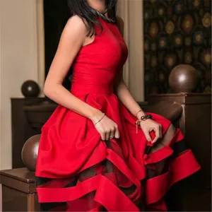 Summer Women Sleeveless Dress Vintage Mesh Patchwork Prom Maxi Dresses