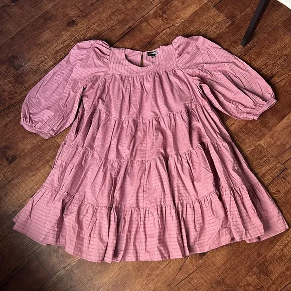 Summersalt The Tiered Mini Dress in PLUM Size Medium