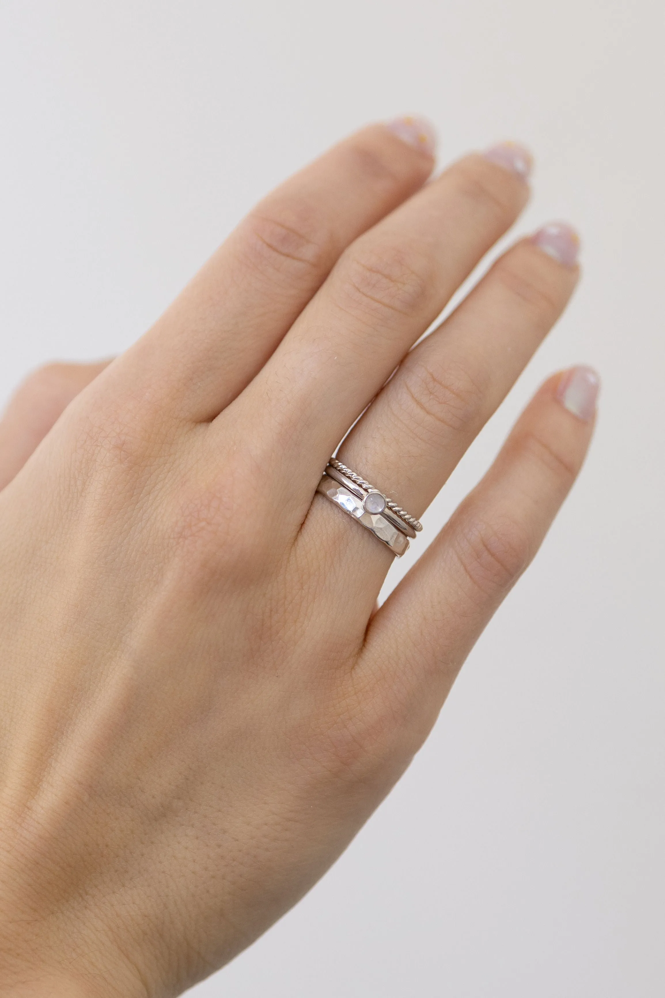 Thick Hammered Stacking Ring in Silver