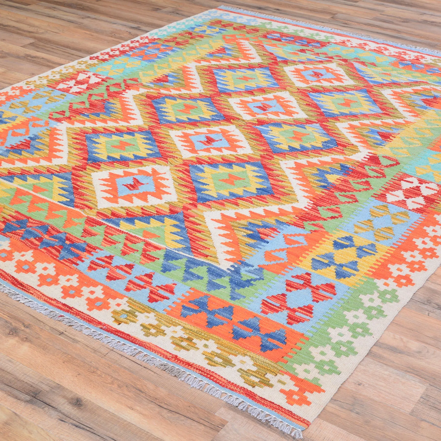 Tribal Flat-weave Kilim Handmade Wool Rug (Size 4.11 X 6.7) Cwral-8121