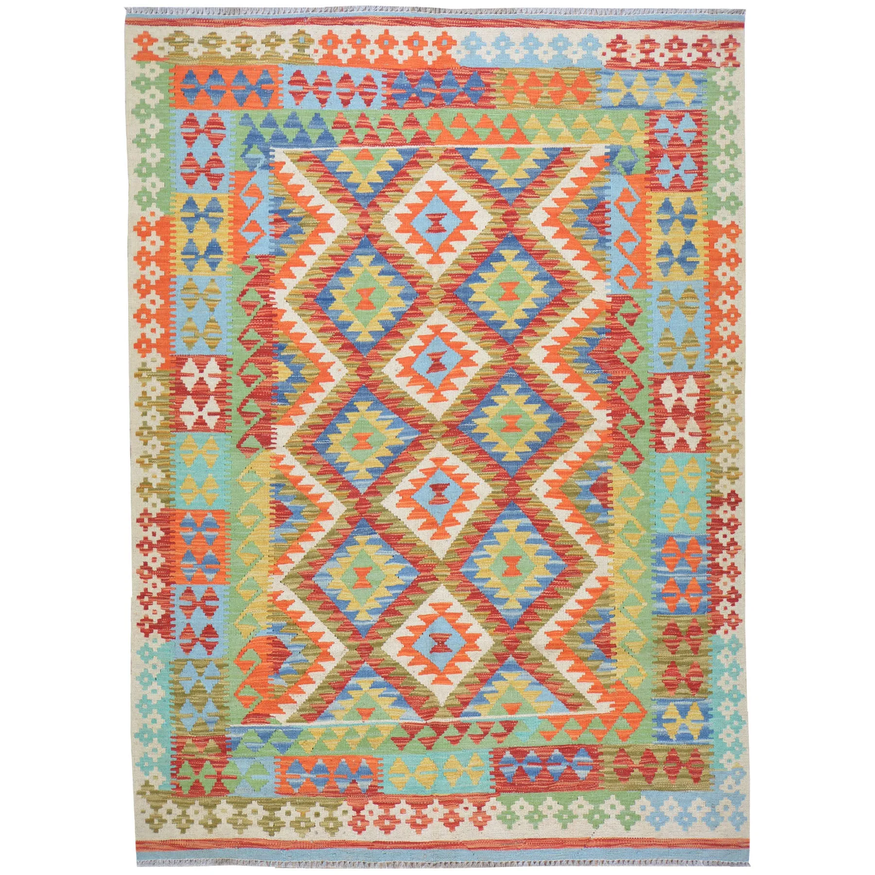 Tribal Flat-weave Kilim Handmade Wool Rug (Size 4.11 X 6.7) Cwral-8121