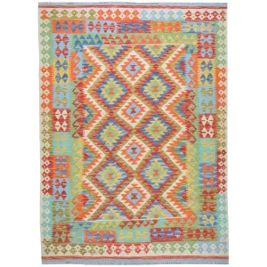 Tribal Flat-weave Kilim Handmade Wool Rug (Size 4.11 X 6.7) Cwral-8121