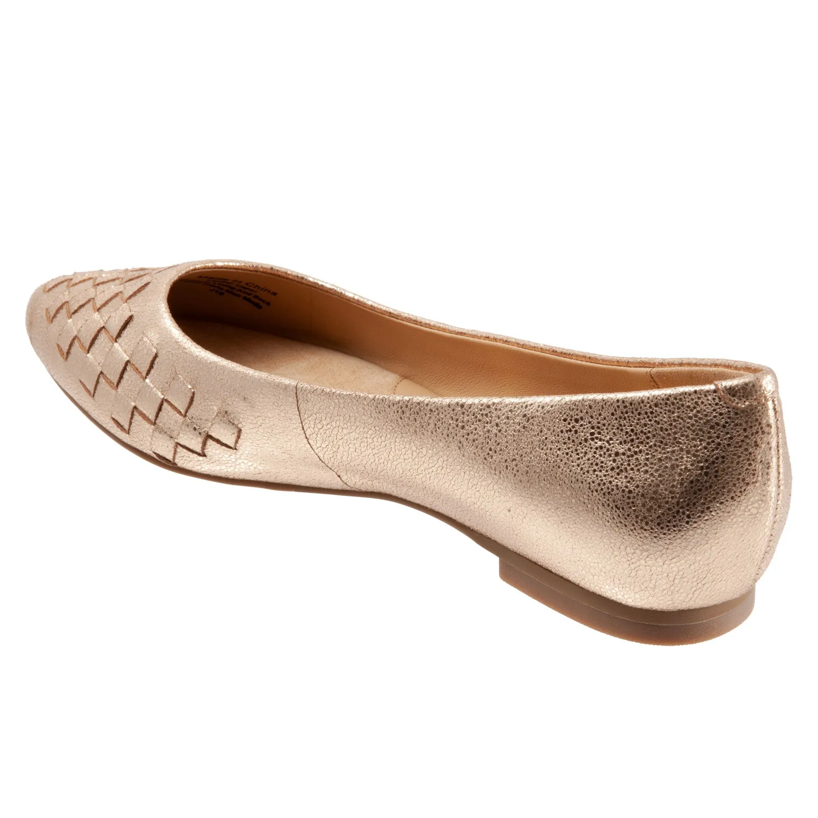 Trotters Estee Woven T1769-710 Womens Gold Leather Loafer Flats Shoes