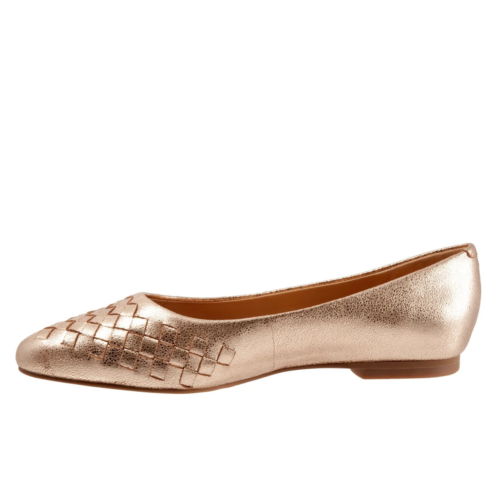 Trotters Estee Woven T1769-710 Womens Gold Leather Loafer Flats Shoes