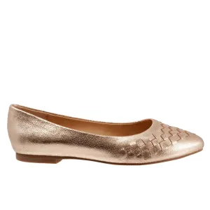Trotters Estee Woven T1769-710 Womens Gold Leather Loafer Flats Shoes