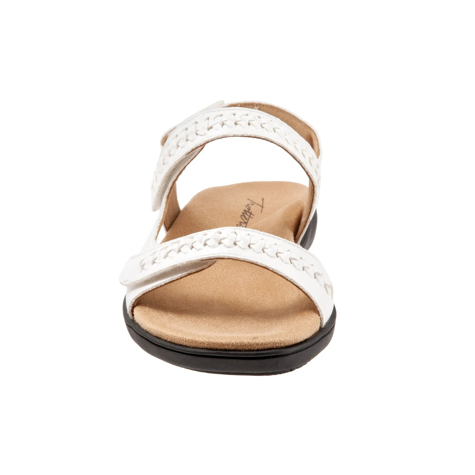 Trotters Romi Woven T2232-100 Womens White Wide Slingback Sandals Shoes