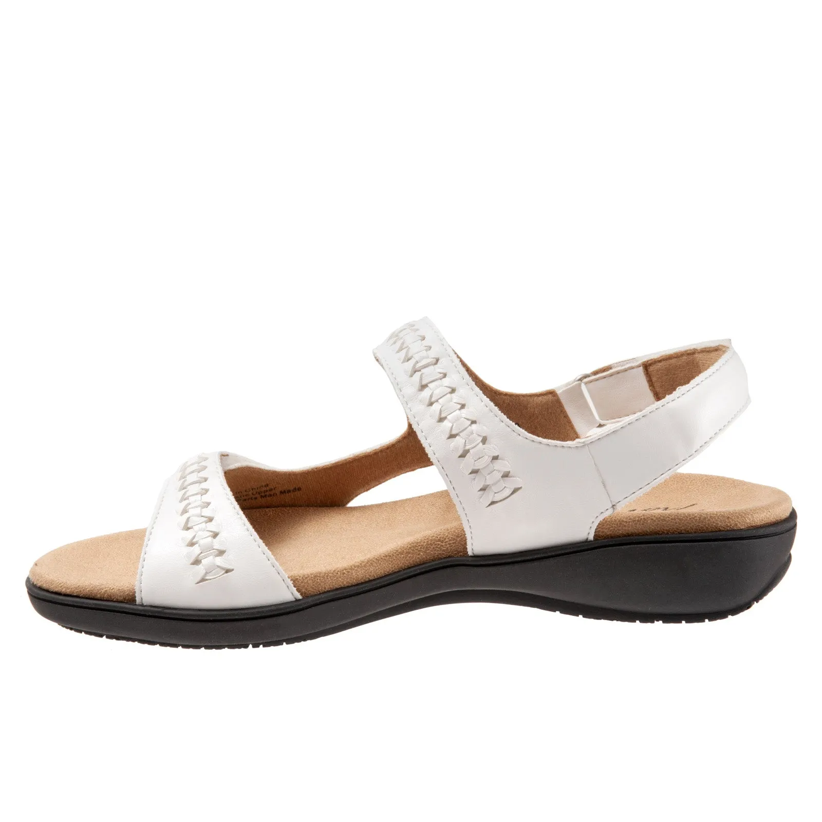 Trotters Romi Woven T2232-100 Womens White Wide Slingback Sandals Shoes