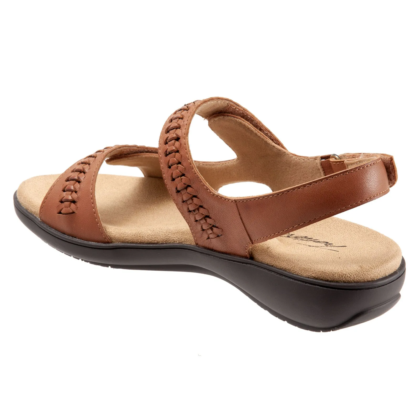 Trotters Romi Woven T2232-215 Womens Brown Extra Wide Strap Sandals Shoes