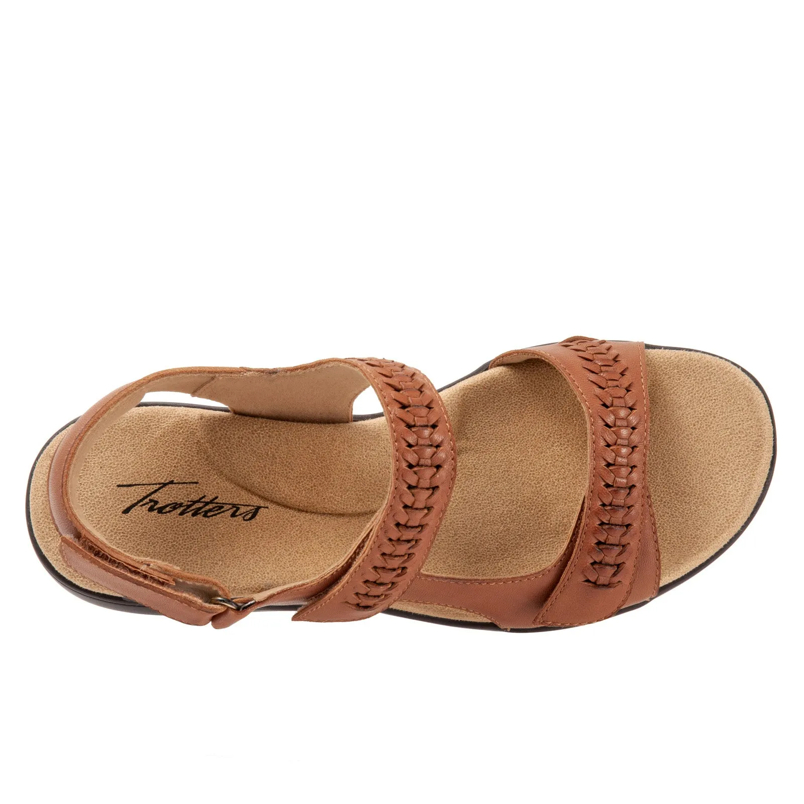Trotters Romi Woven T2232-215 Womens Brown Extra Wide Strap Sandals Shoes