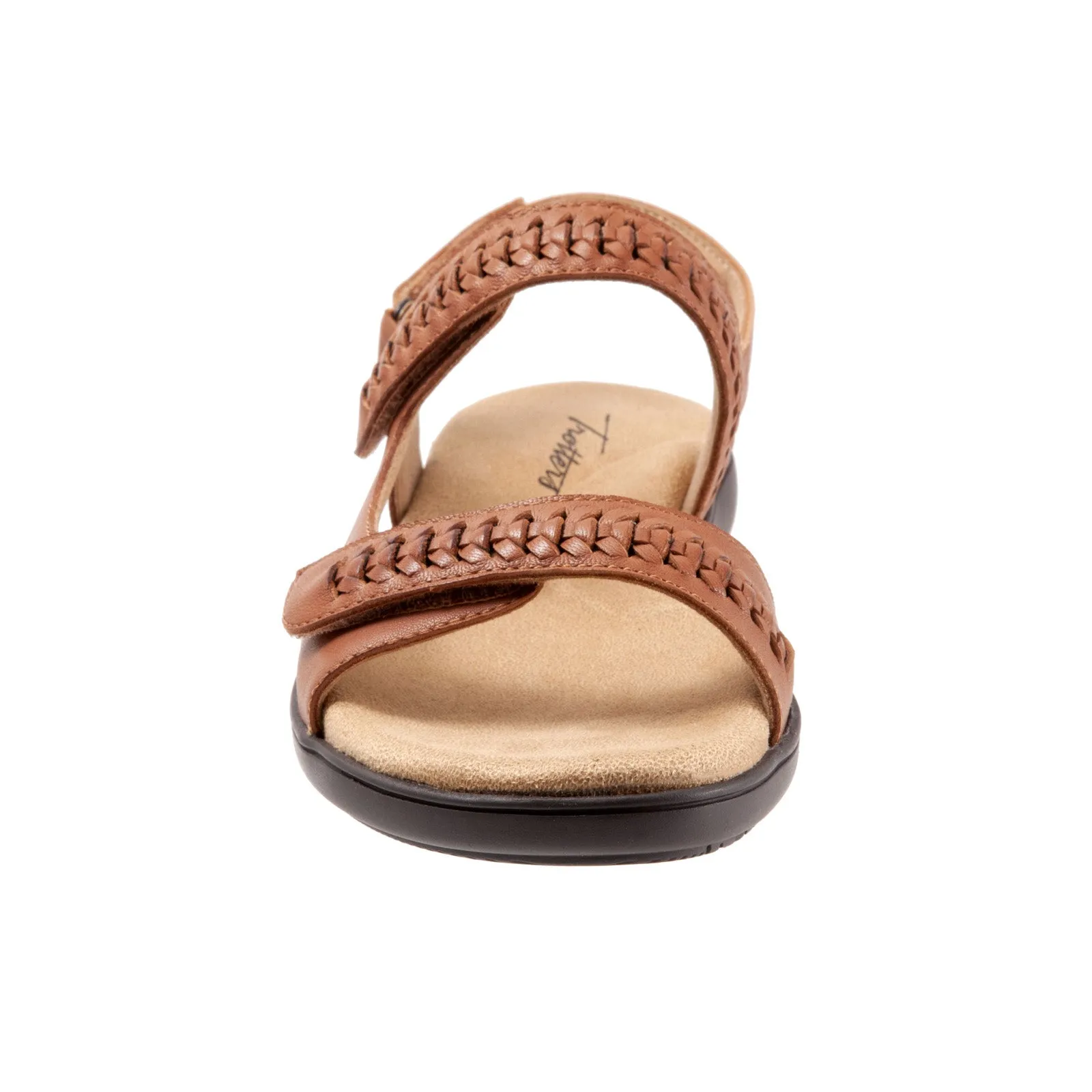 Trotters Romi Woven T2232-215 Womens Brown Extra Wide Strap Sandals Shoes