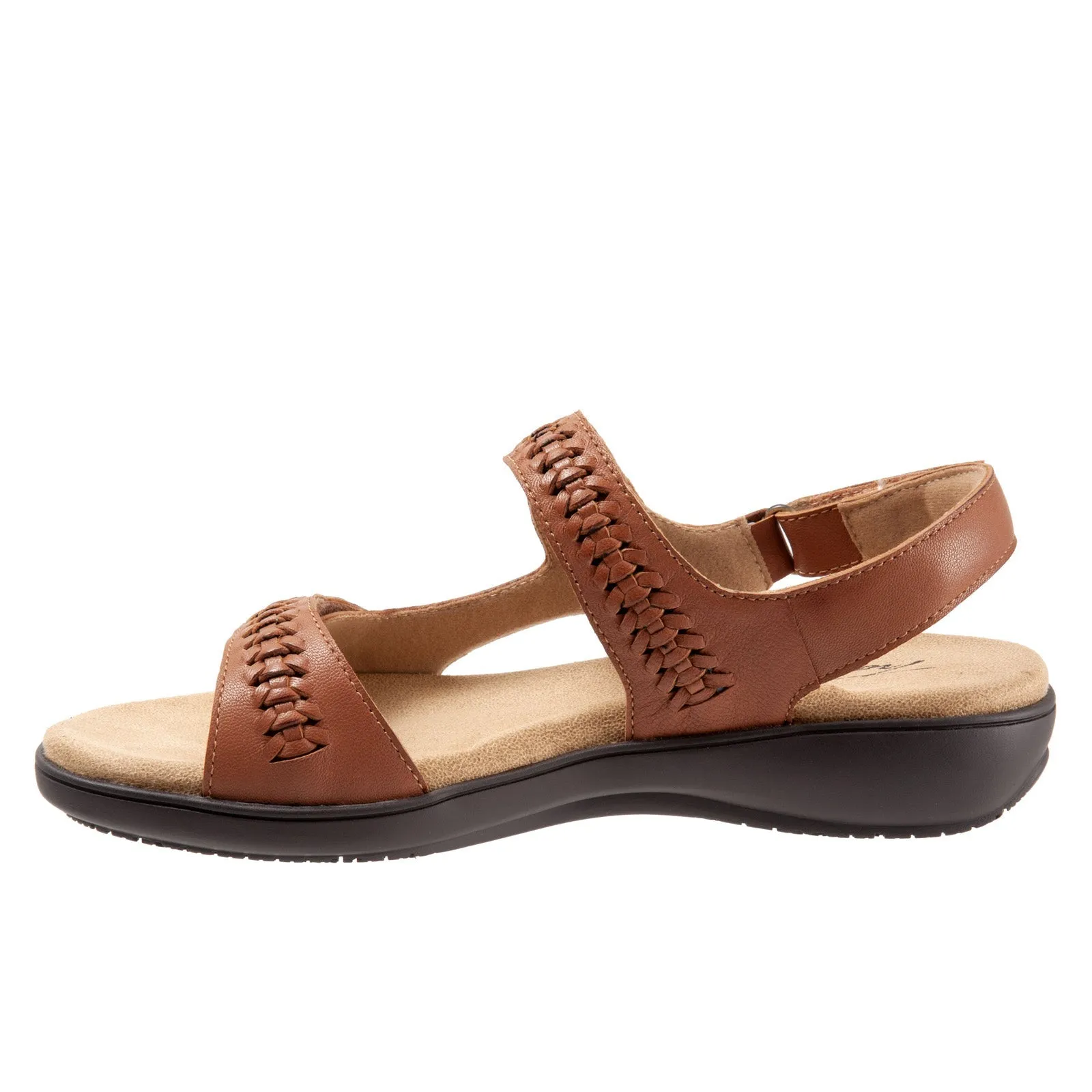 Trotters Romi Woven T2232-215 Womens Brown Extra Wide Strap Sandals Shoes