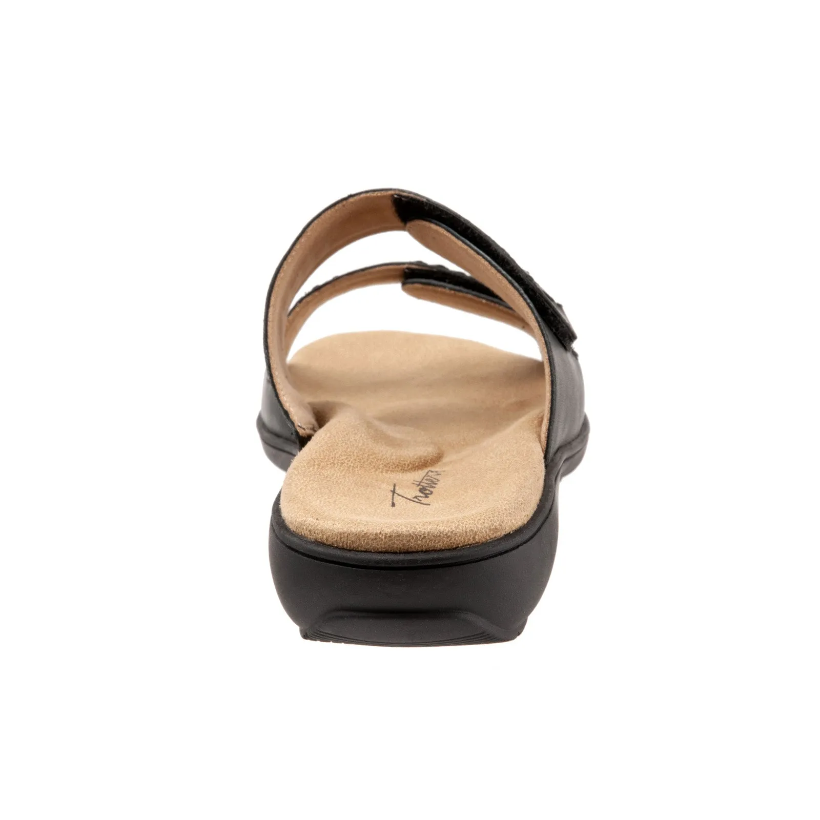 Trotters Ruthie Woven T2234-001 Womens Black Leather Slides Sandals Shoes