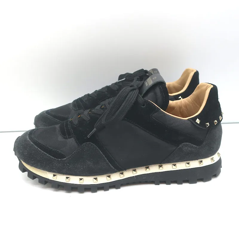 Valentino Soul Rockstud Sneakers Black Camo & Suede Size 39