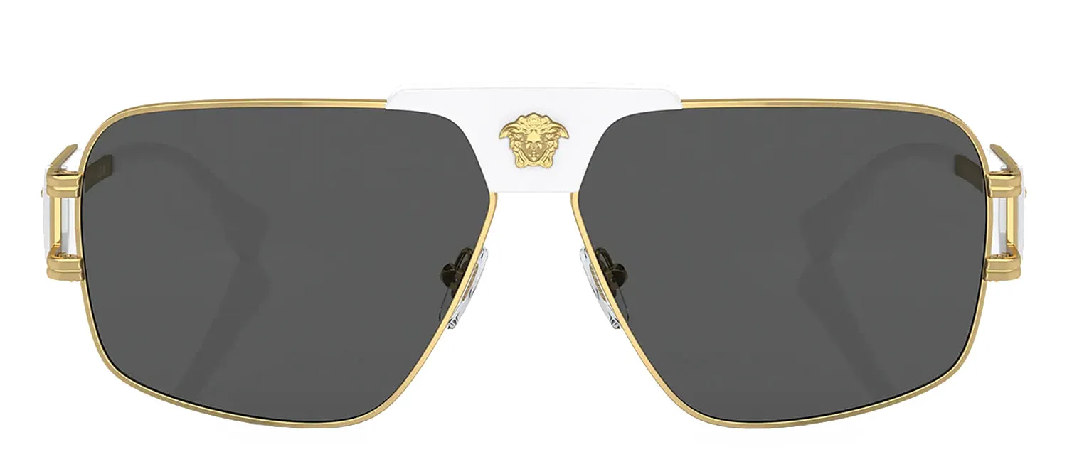 Versace VE 2251 147187 Square Metal Gold Sunglasses with Grey Lens