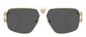 Versace VE 2251 147187 Square Metal Gold Sunglasses with Grey Lens