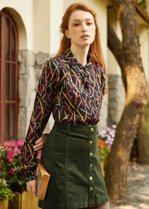 Vogue on Vinyl Button Front Corduroy Skirt