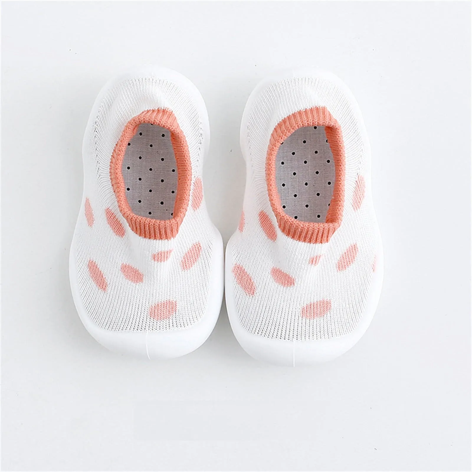 White Dotted Pink Silicone Socks Shoes 2712 B