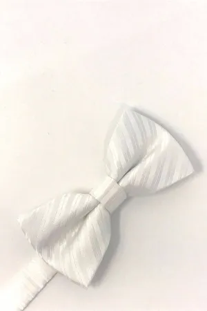 White Newton Stripe Kids Bow Tie